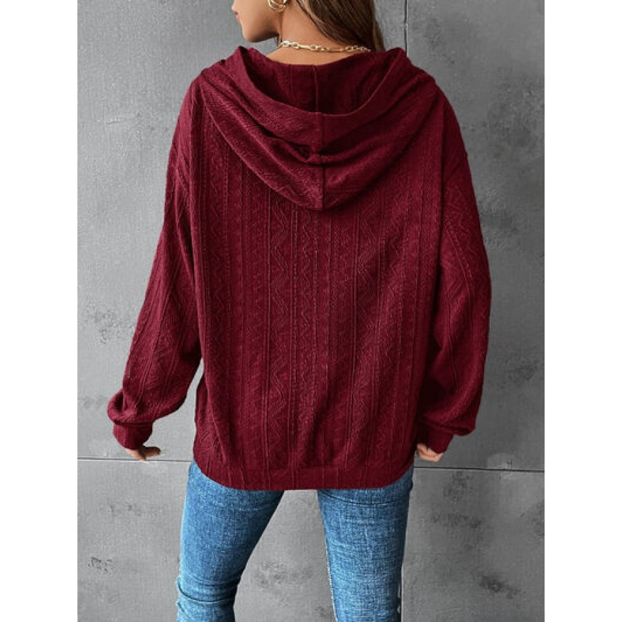 Textured Dropped Shoulder Hoodie Apparel and Accessories