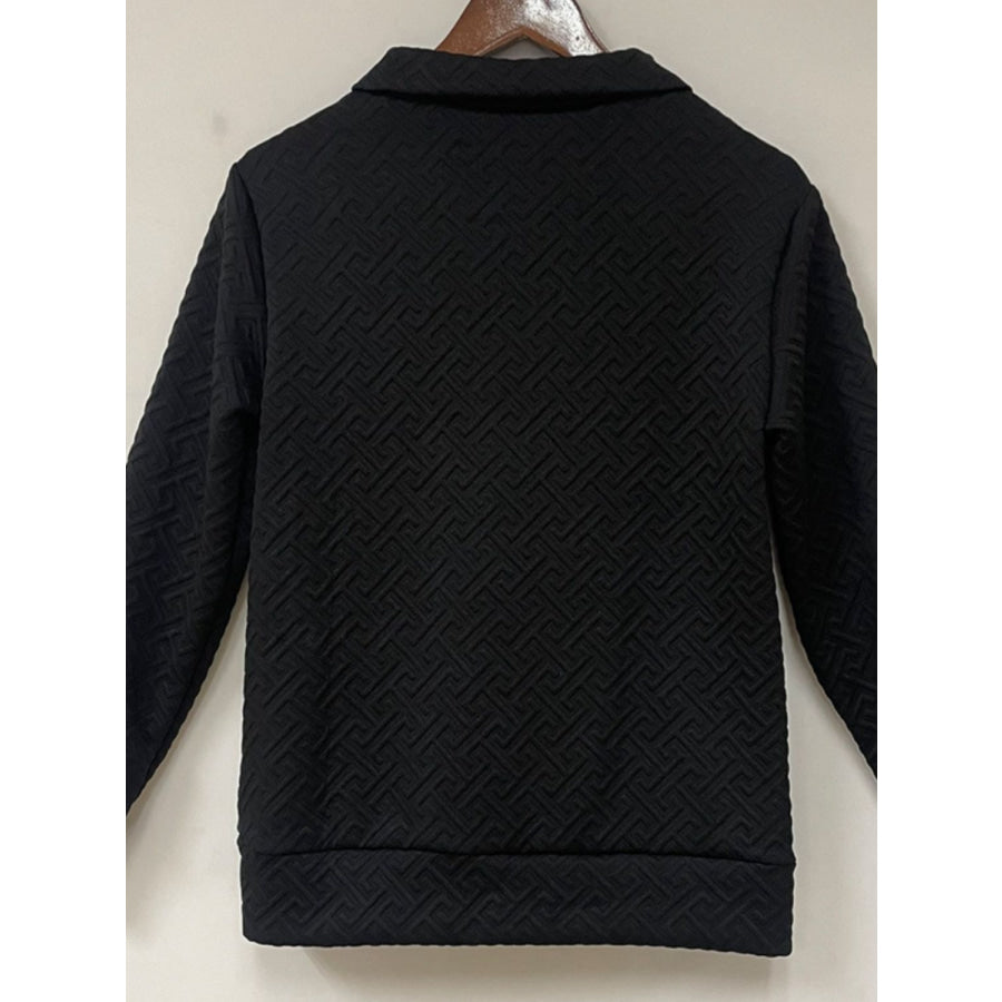 Textured Dropped Shoulder Long Sleeve Sweatshirt Apparel and Accessories