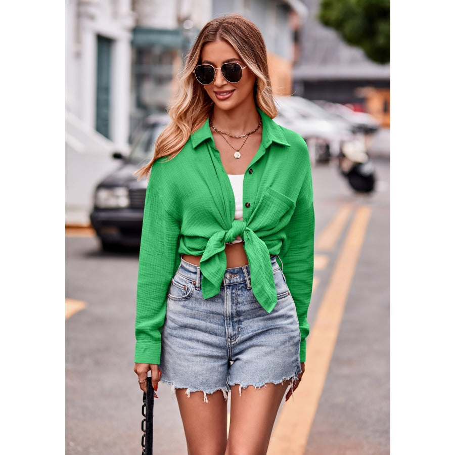 Textured Dropped Shoulder Longline Shirt