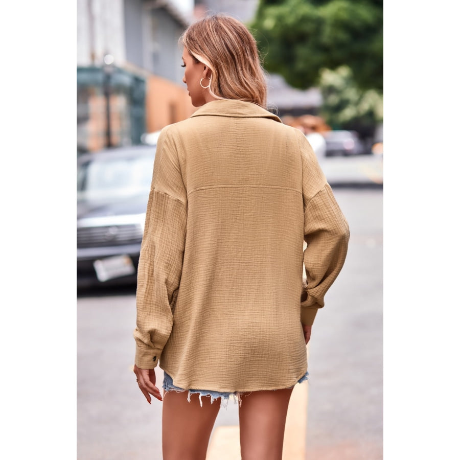 Textured Dropped Shoulder Longline Shirt