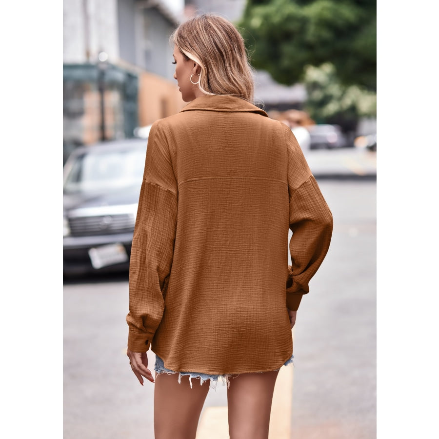 Textured Dropped Shoulder Longline Shirt