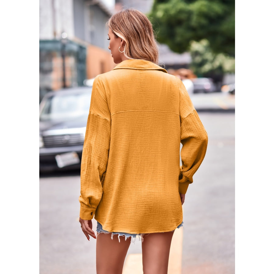 Textured Dropped Shoulder Longline Shirt