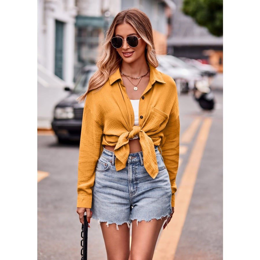 Textured Dropped Shoulder Longline Shirt