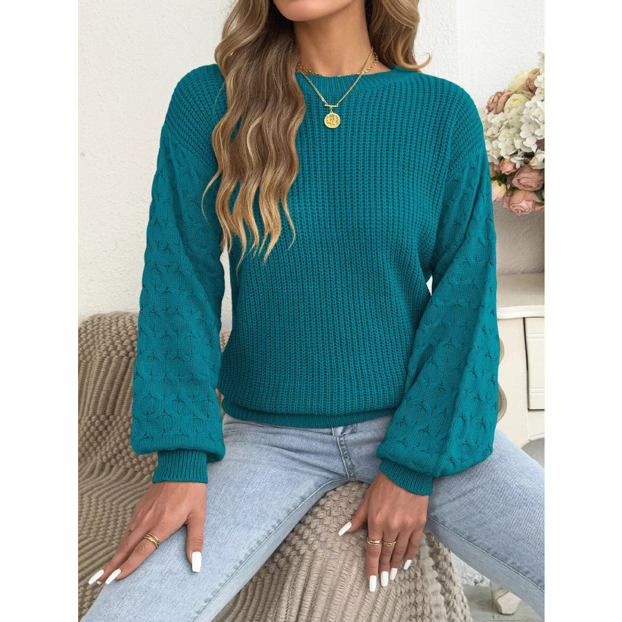 Textured Dropped Shoulder Sweater Apparel and Accessories