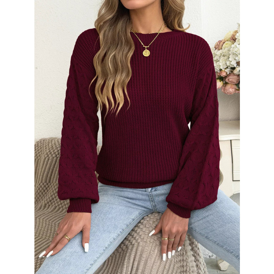 Textured Dropped Shoulder Sweater Apparel and Accessories
