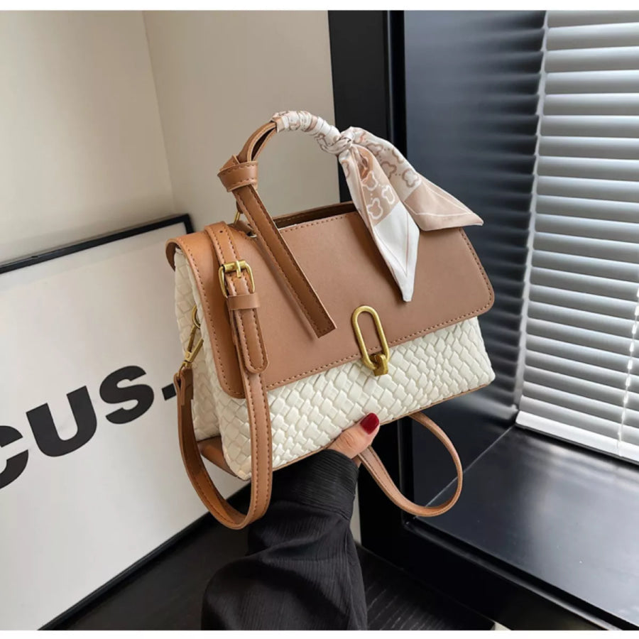 Textured Flap Crossbody Bag Camel / One Size Apparel and Accessories