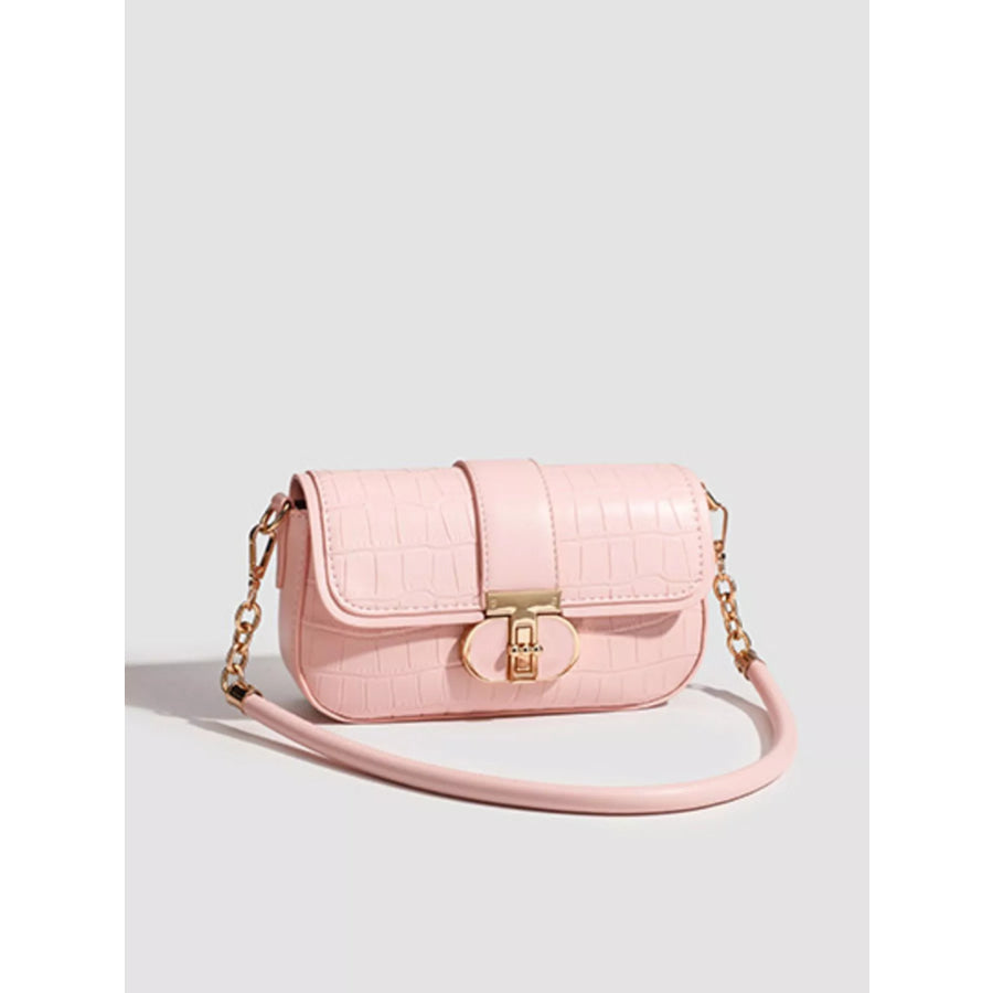 Textured Flap Shoulder Bag Pink / ONESIZE Apparel and Accessories