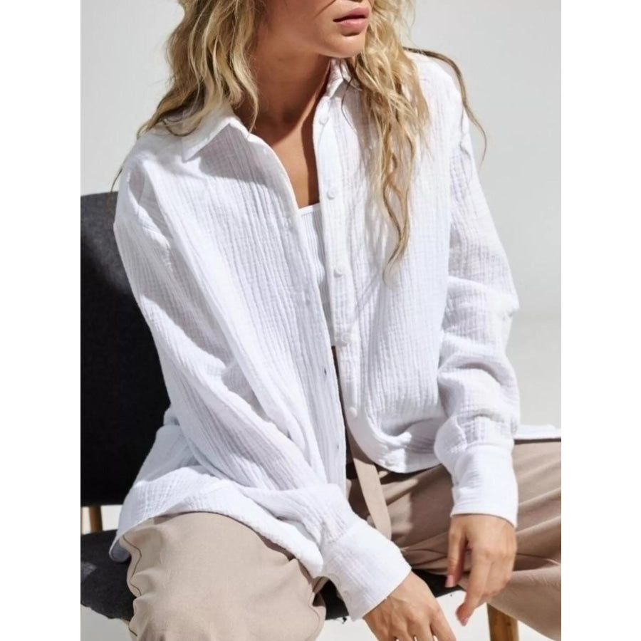 Textured Gauze Button-Down Shirt Apparel and Accessories