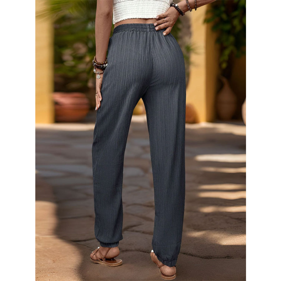 Textured High Waist Joggers Apparel and Accessories