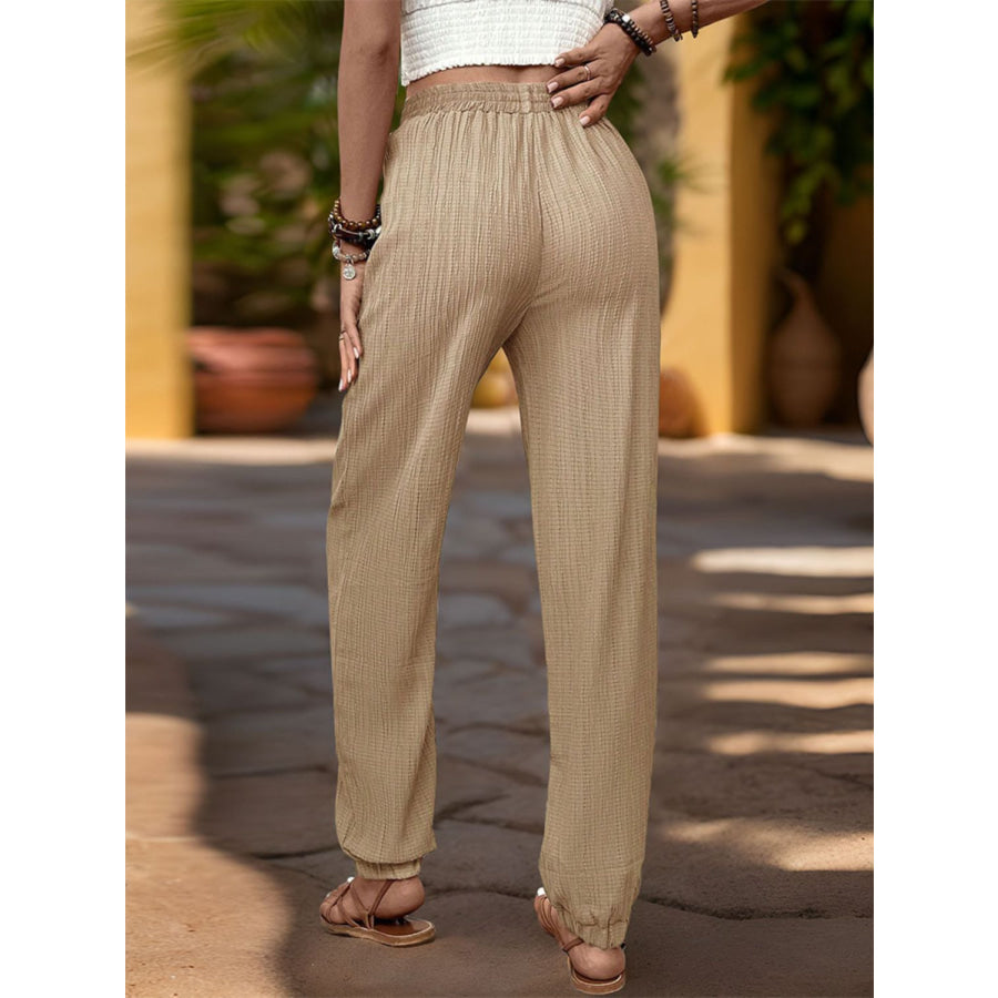 Textured High Waist Joggers Apparel and Accessories