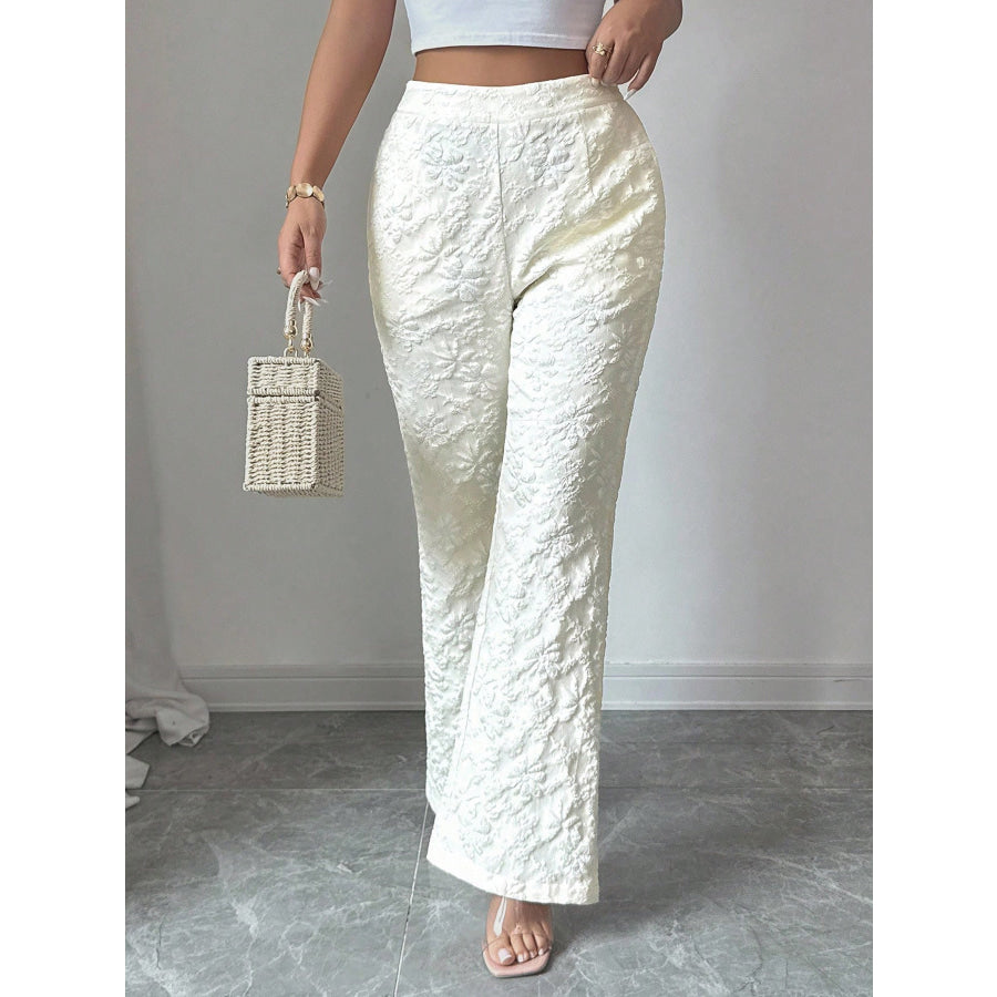Textured High Waist Wide Leg Pants Apparel and Accessories
