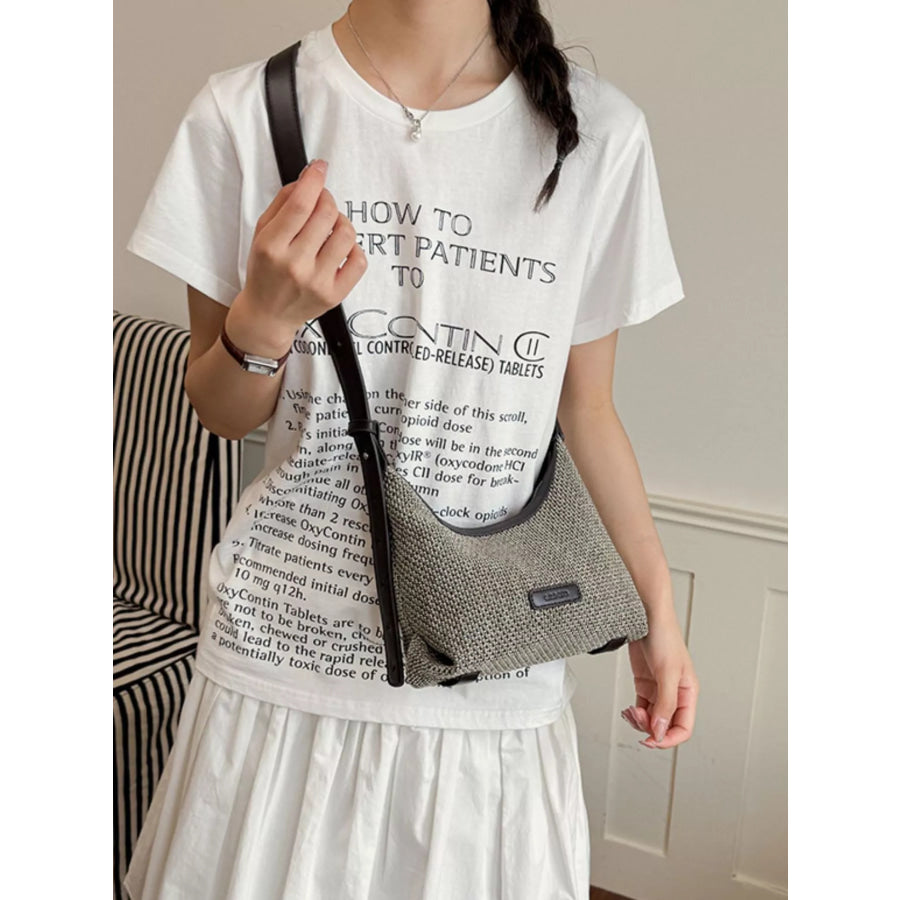 Textured Hobo Shoulder Bag Dark Gray / onesize Apparel and Accessories
