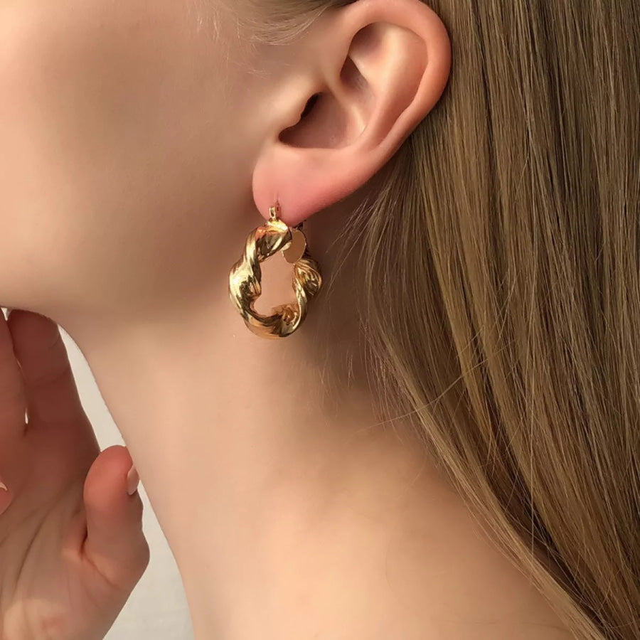 Textured Hoop Earrings Gold / One Size Apparel and Accessories