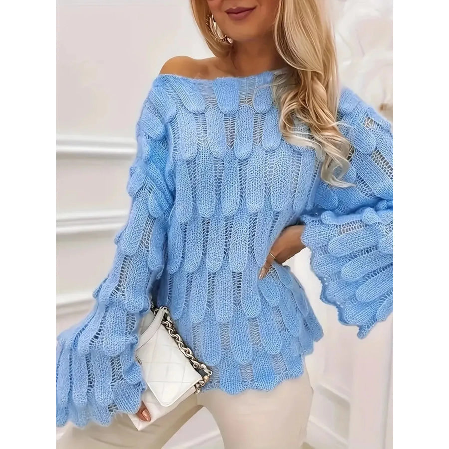 Textured Knit Bell Sleeve Knit Top Apparel and Accessories