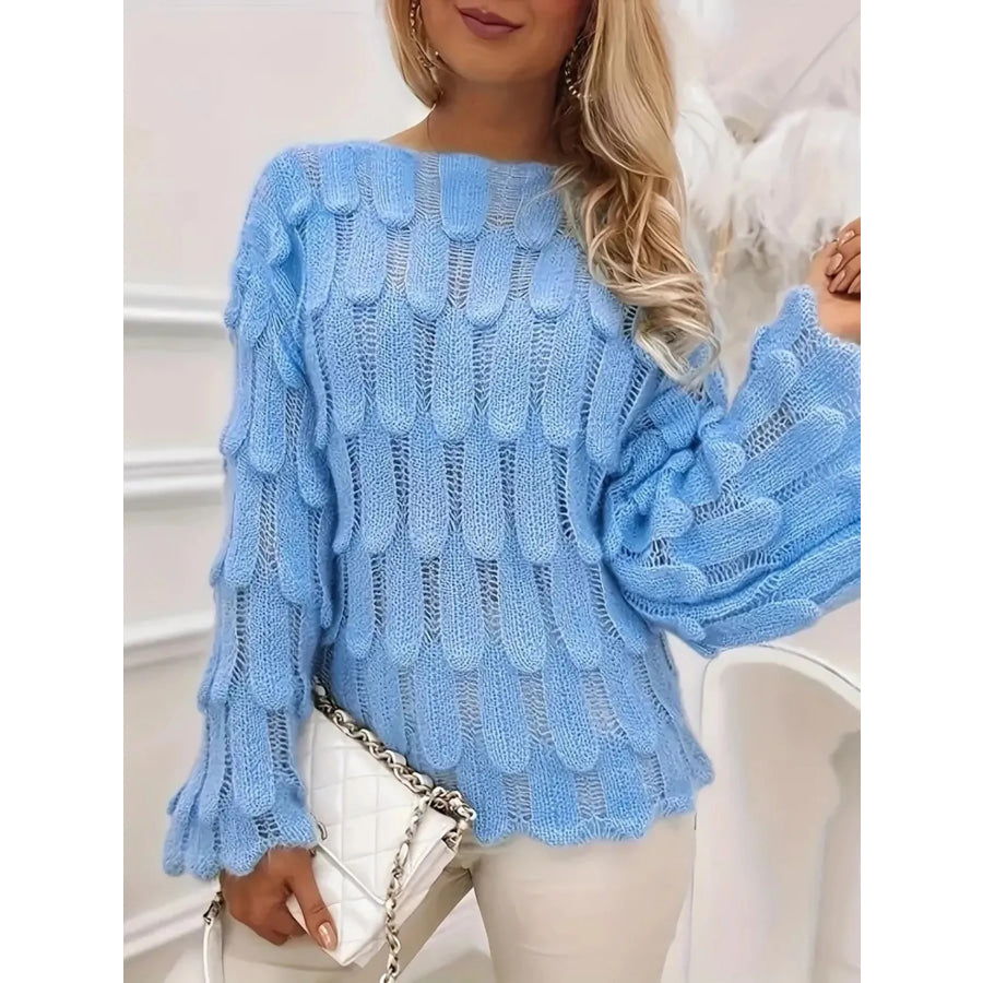 Textured Knit Bell Sleeve Knit Top Apparel and Accessories