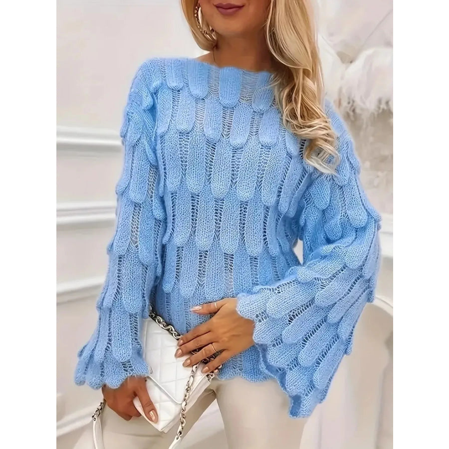 Textured Knit Bell Sleeve Knit Top Apparel and Accessories