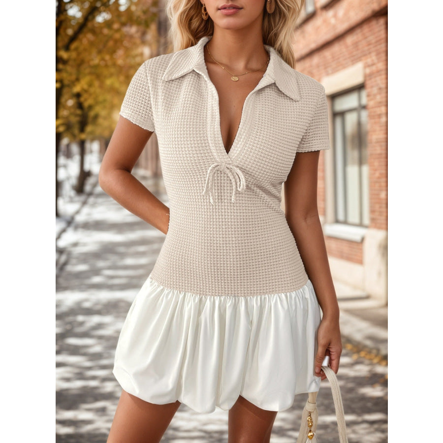 Textured Knit Bubble Hem Mini Dress Apparel and Accessories