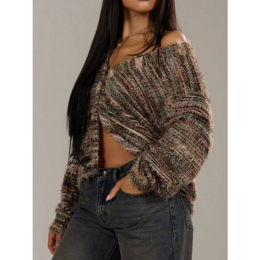 Textured Knit Button-Down Cardigan Apparel and Accessories