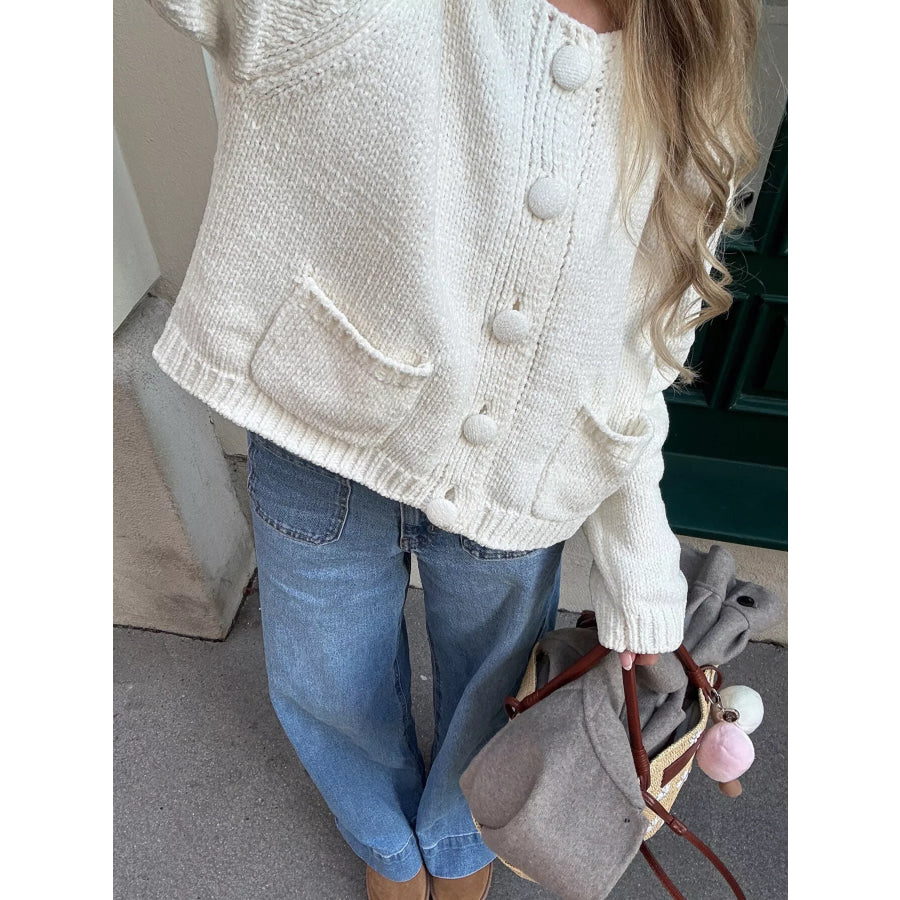Textured Knit Button-Down Cardigan Apparel and Accessories