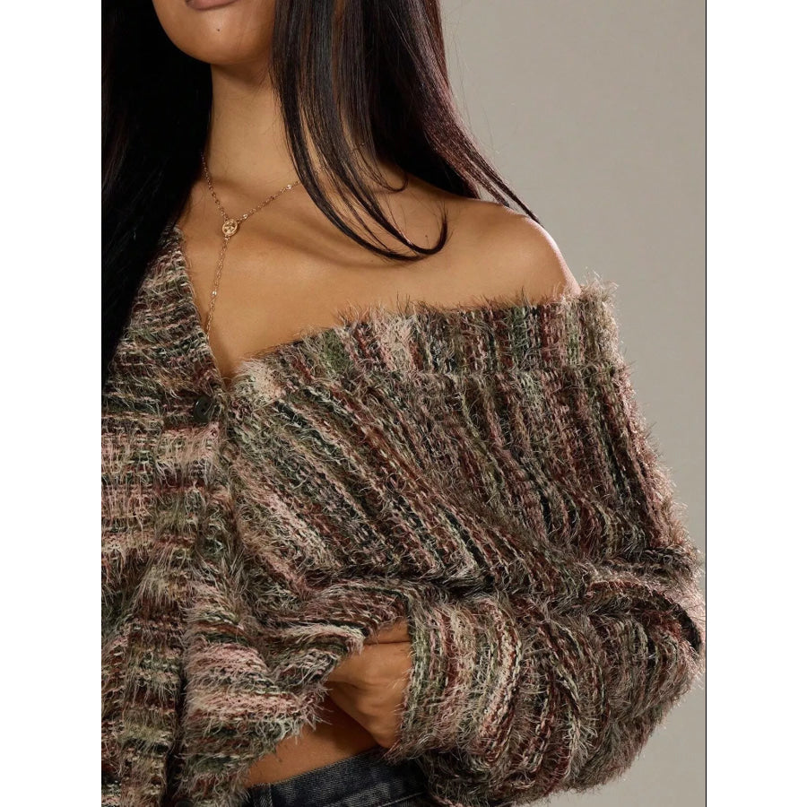 Textured Knit Button-Down Cardigan Apparel and Accessories
