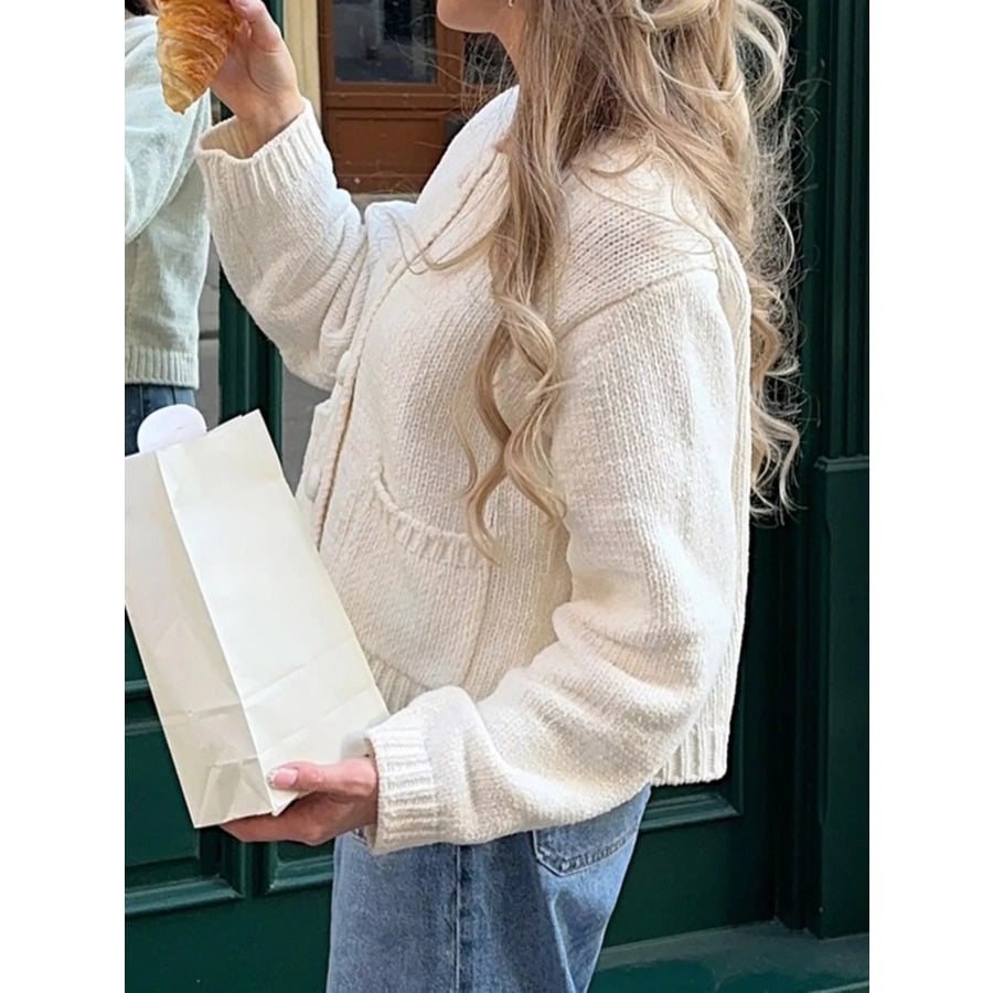 Textured Knit Button-Down Cardigan Apparel and Accessories