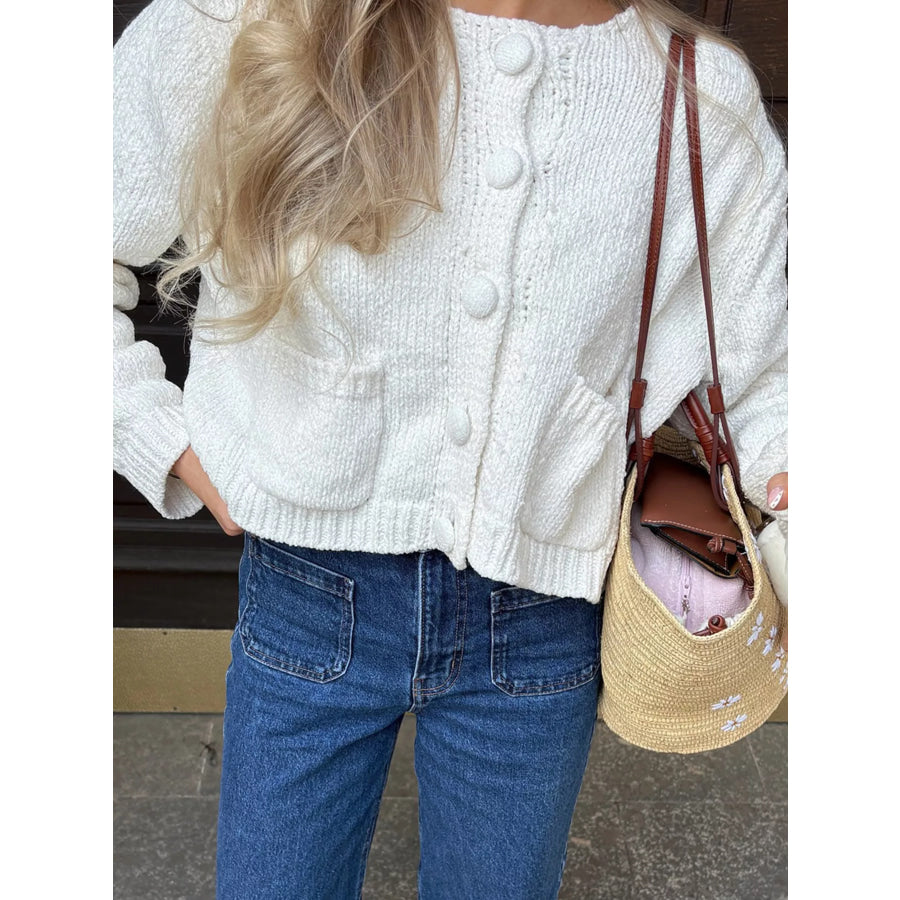Textured Knit Button-Down Cardigan Apparel and Accessories