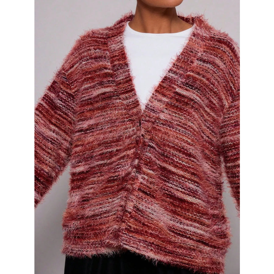 Textured Knit Button-Down Cardigan Apparel and Accessories