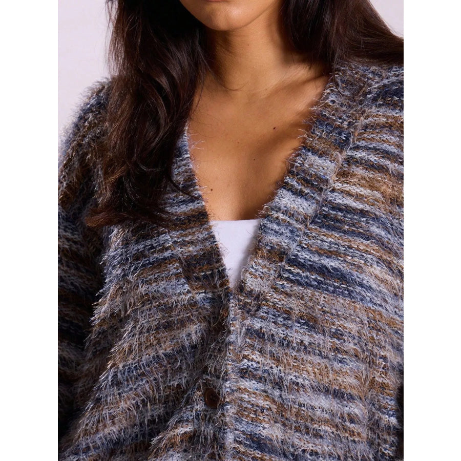 Textured Knit Button-Down Cardigan Apparel and Accessories