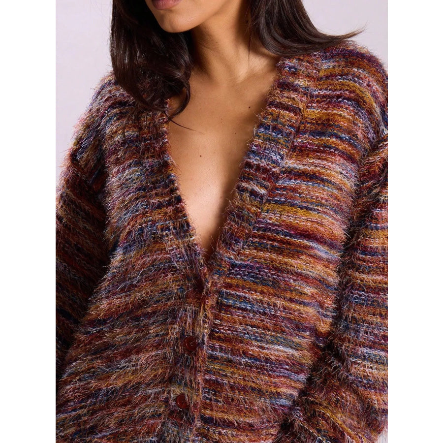 Textured Knit Button-Down Cardigan Apparel and Accessories