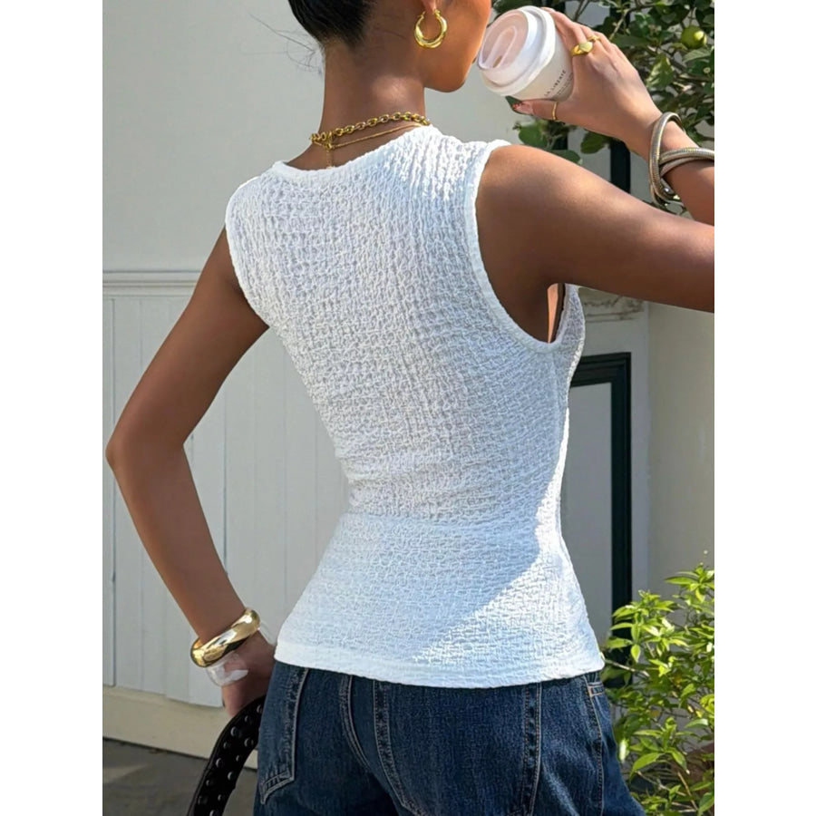 Textured Knit Button-Down Tank Apparel and Accessories