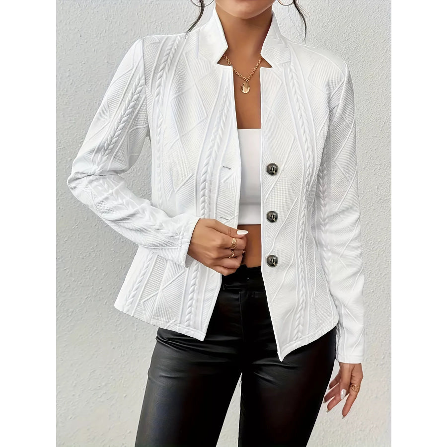 Textured Knit Button-Front Blazer Gray/white / S Apparel and Accessories