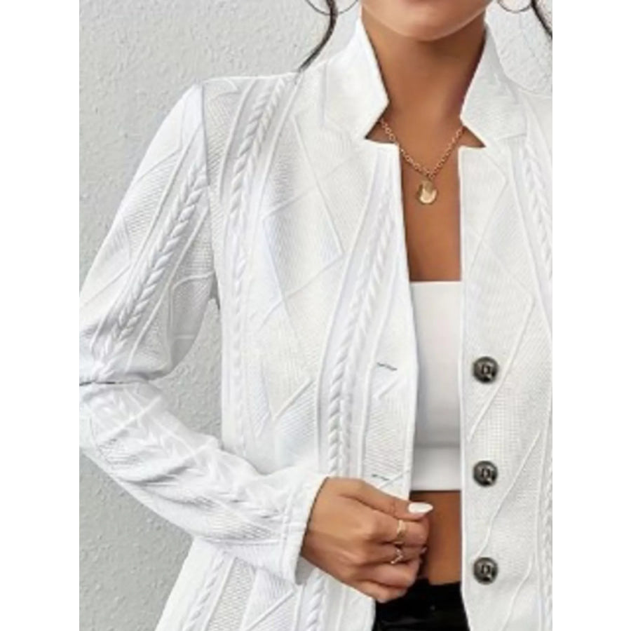 Textured Knit Button-Front Blazer White / S Apparel and Accessories
