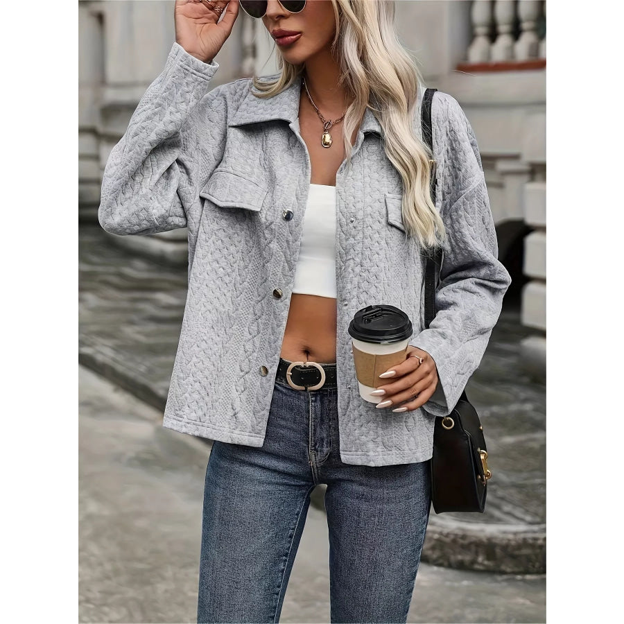 Textured Knit Button-Up Jacket Apparel and Accessories