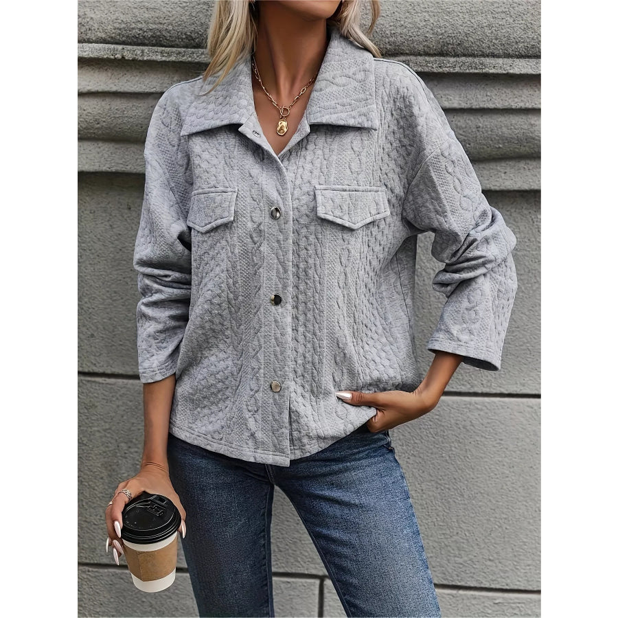 Textured Knit Button-Up Jacket Apparel and Accessories