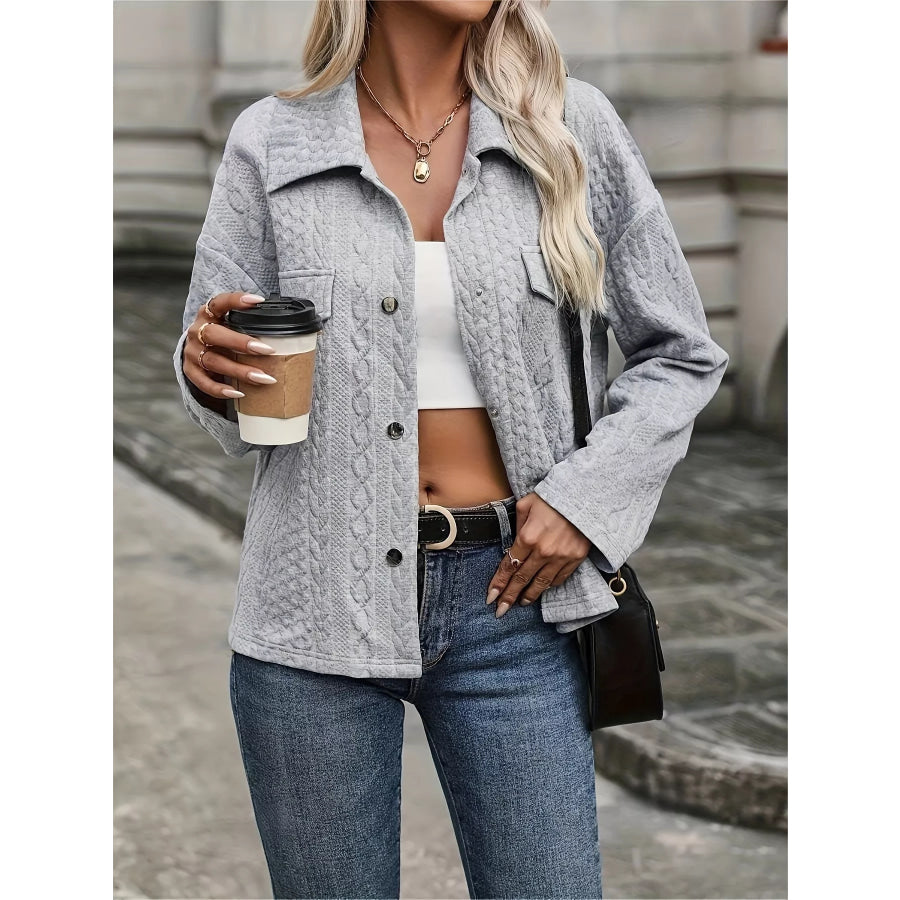 Textured Knit Button-Up Jacket Apparel and Accessories