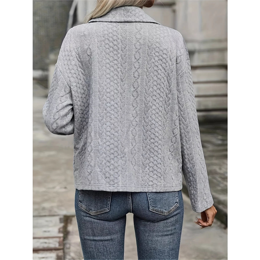 Textured Knit Button-Up Jacket Apparel and Accessories
