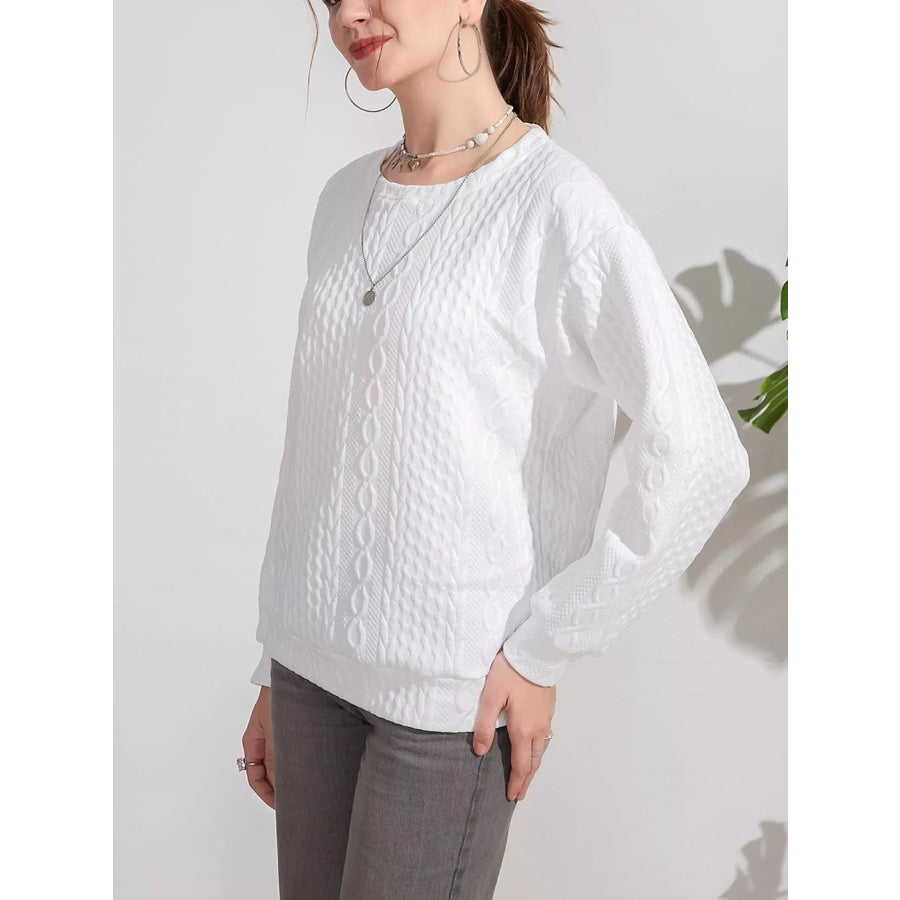 Textured Knit Crewneck Sweatshirt Apparel and Accessories