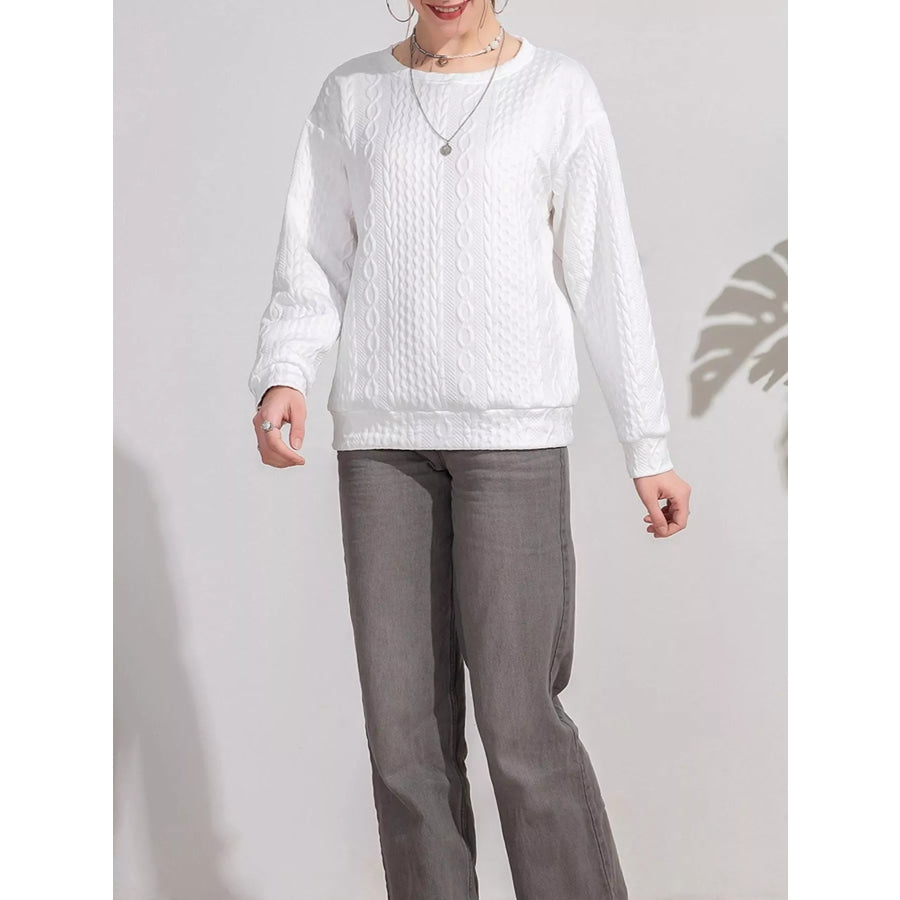 Textured Knit Crewneck Sweatshirt Apparel and Accessories