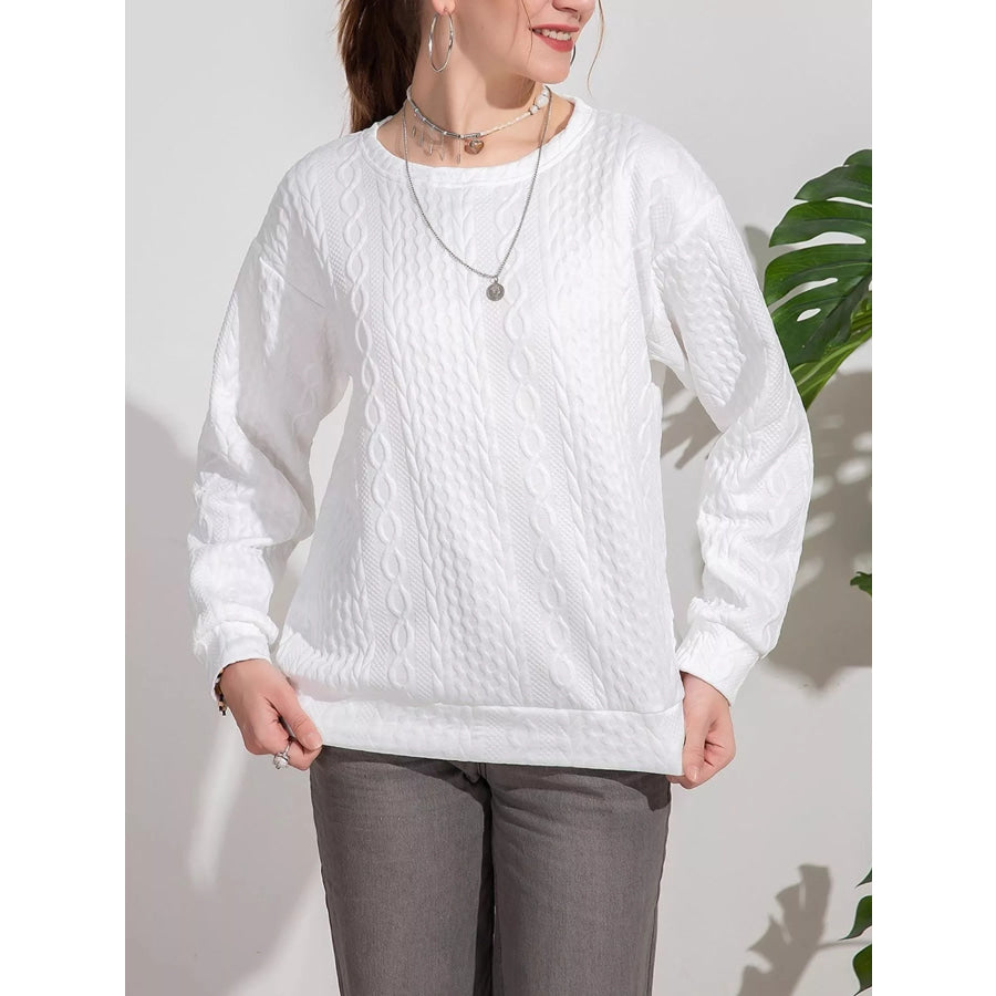 Textured Knit Crewneck Sweatshirt Apparel and Accessories
