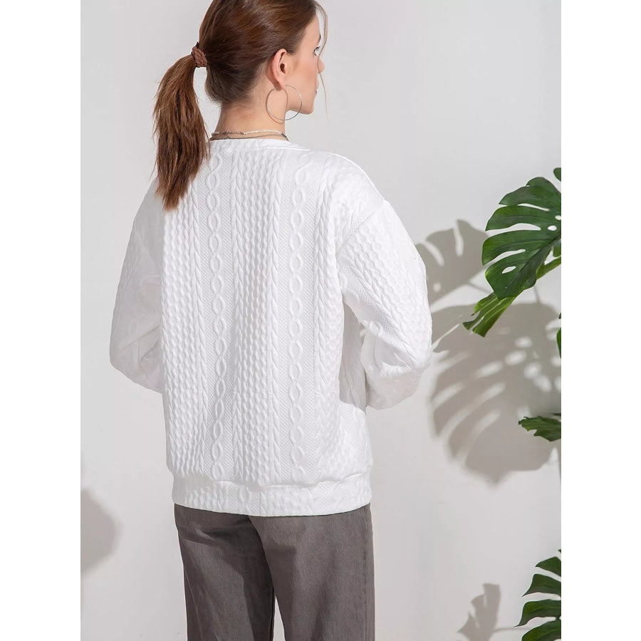 Textured Knit Crewneck Sweatshirt Apparel and Accessories