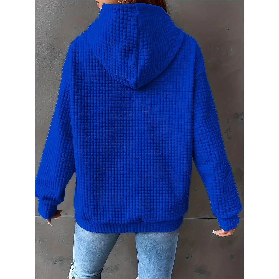 Textured Knit Drawstring Hoodie Apparel and Accessories