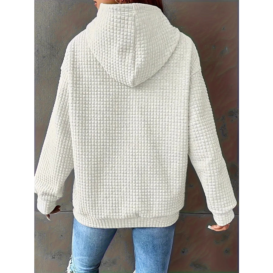 Textured Knit Drawstring Hoodie Apparel and Accessories