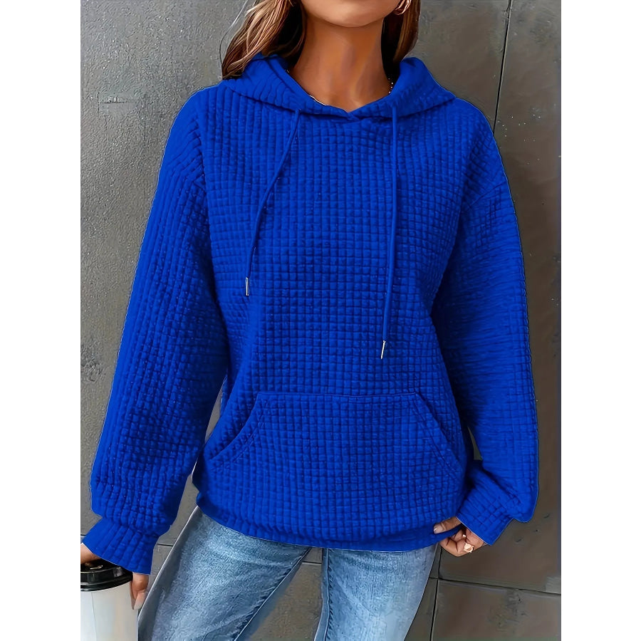 Textured Knit Drawstring Hoodie Apparel and Accessories