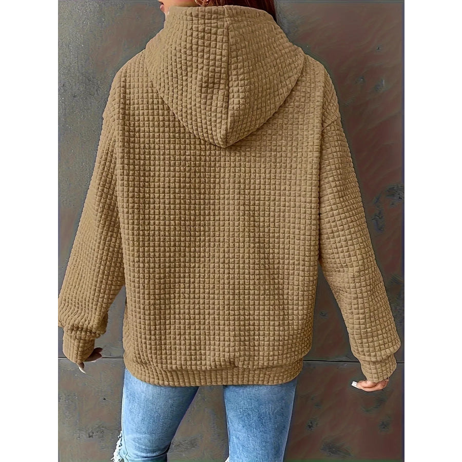 Textured Knit Drawstring Hoodie Apparel and Accessories