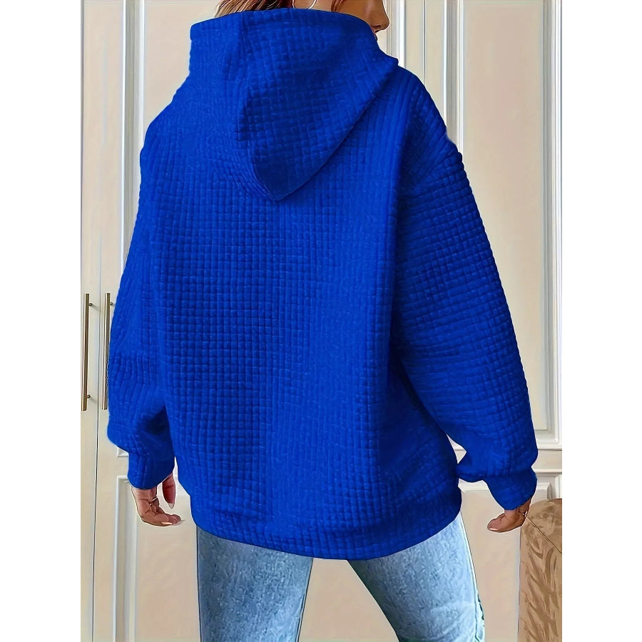 Textured Knit Drawstring Hoodie Apparel and Accessories