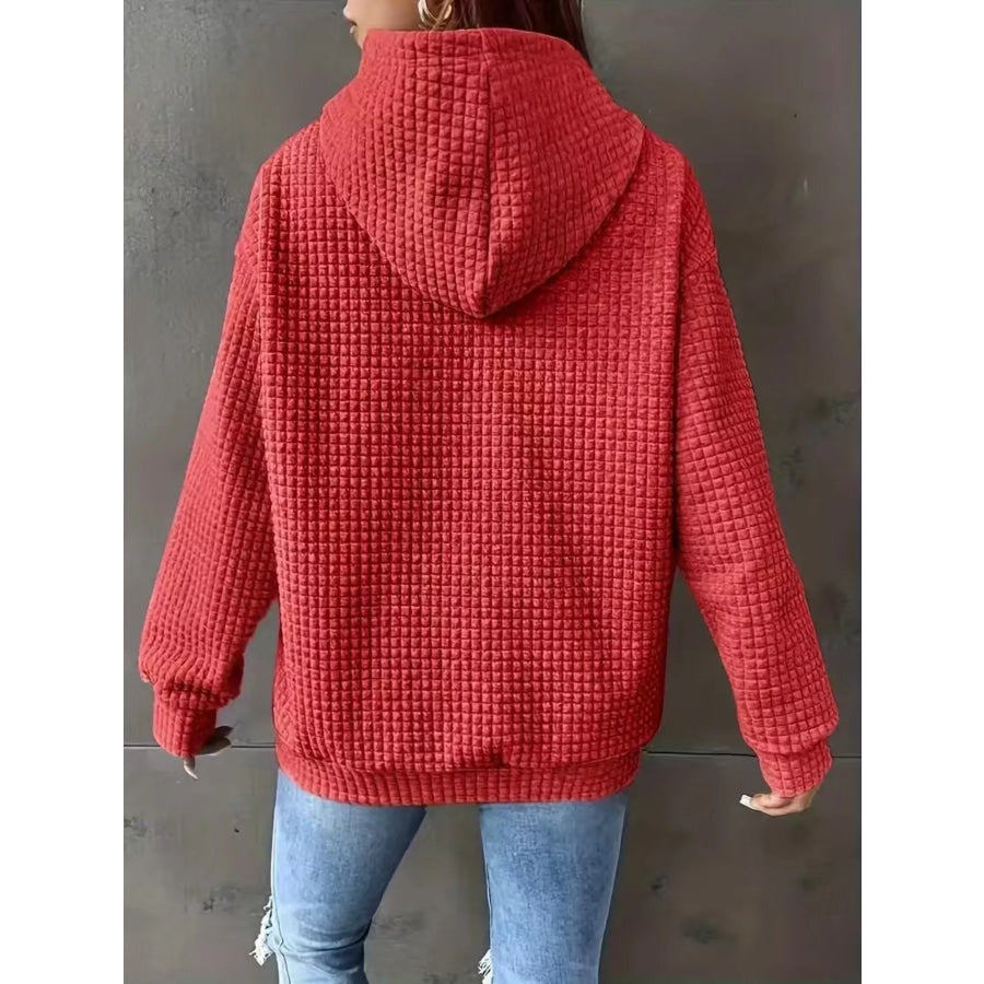 Textured Knit Drawstring Hoodie Apparel and Accessories