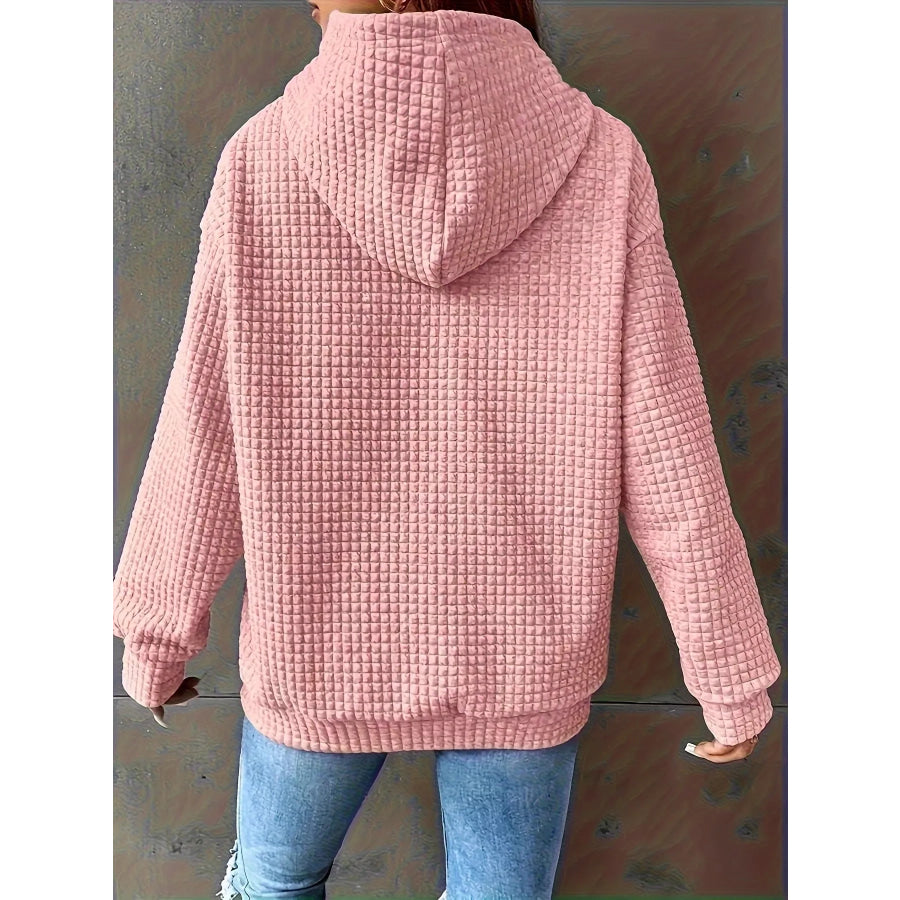 Textured Knit Drawstring Hoodie Apparel and Accessories