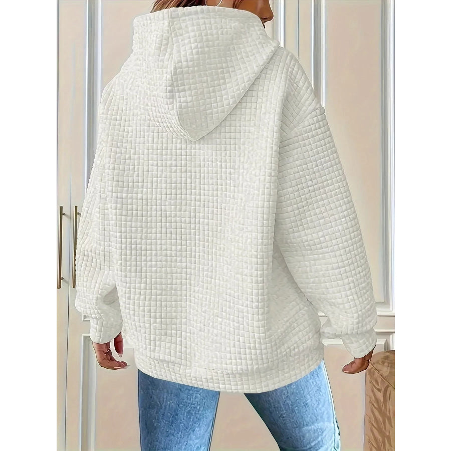 Textured Knit Drawstring Hoodie Apparel and Accessories