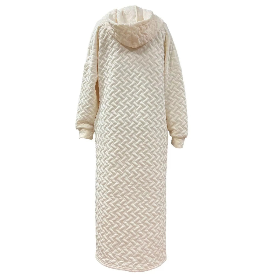 Textured Knit Hoodie Dress with Side Slit Apparel and Accessories