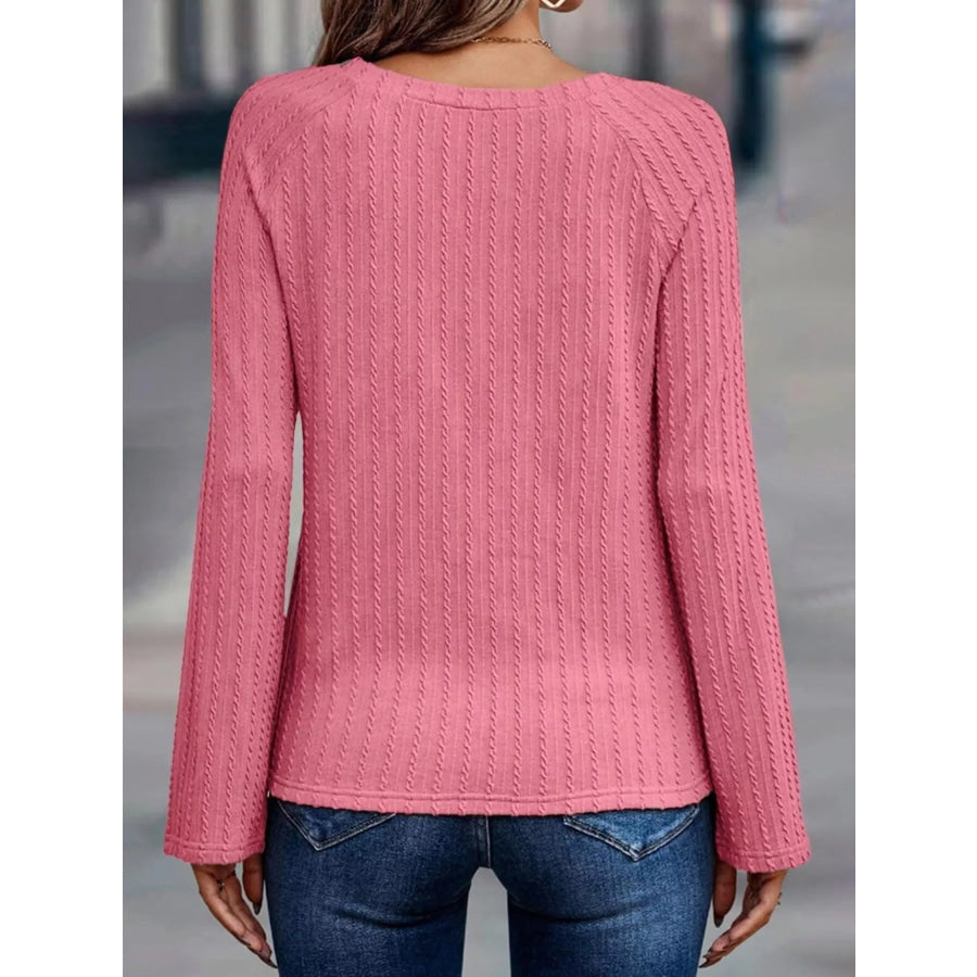 Textured Knit Long Sleeve T-Shirt Apparel and Accessories